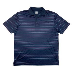 Callaway Polo Shirt Mens L Large Navy OptiDri Striped Short Sleeve Performance